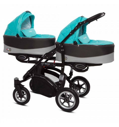 Babyactive Twinni Black - wózek wielofunkcyjny, zestaw 2w1 z opcją 3w1 i 4w1 | 11 Tropic Green